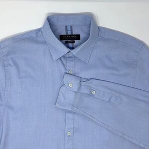 Zara Man Slim Fit Blue Men's Long‎ Sleeve Shirt Size Medium
